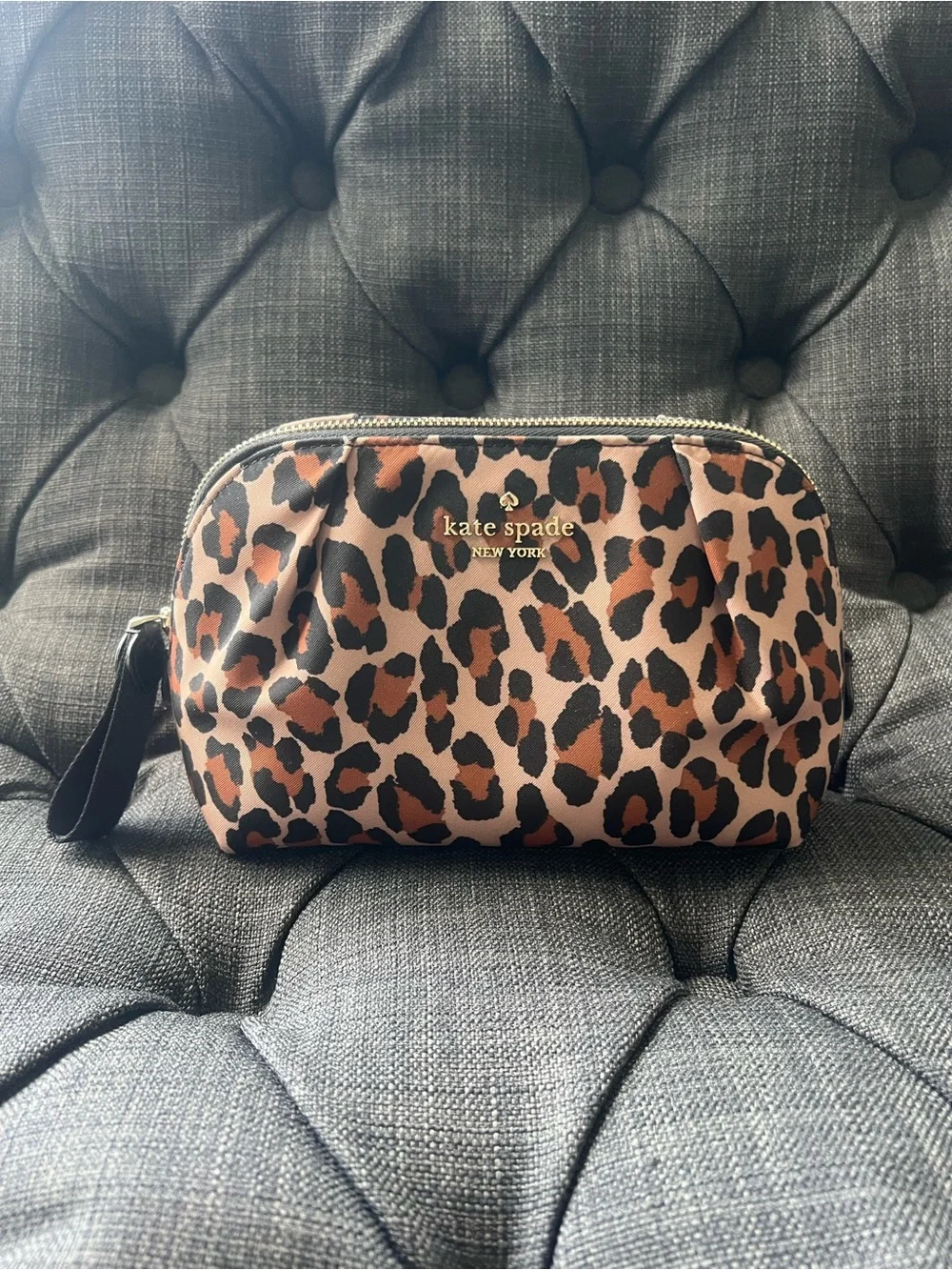 kate spade Leopard Print Cosmetic Pouch - Brown/Black